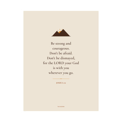 Joshua 1:9 Be Strong and Courageous wall art print – front view